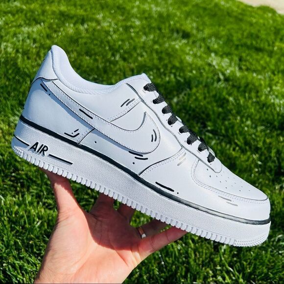 NIKE AIR Force 1 Custom Black Comic Book Pop Art Sneakers NWB - Picture 2 of 7